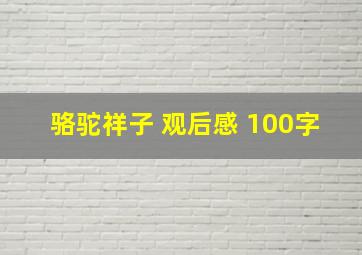 骆驼祥子 观后感 100字